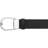 Фото Ремень двухсторонний Montblanc Horseshoe Buckle Printed Black/Plain Black 35 mm Reversible Leather Belt 198634